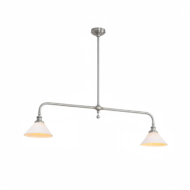 Thetford Pendant Light - Solid Brass 2-Head Linear Chandelier | Ceramic & Aluminum Island Pendant