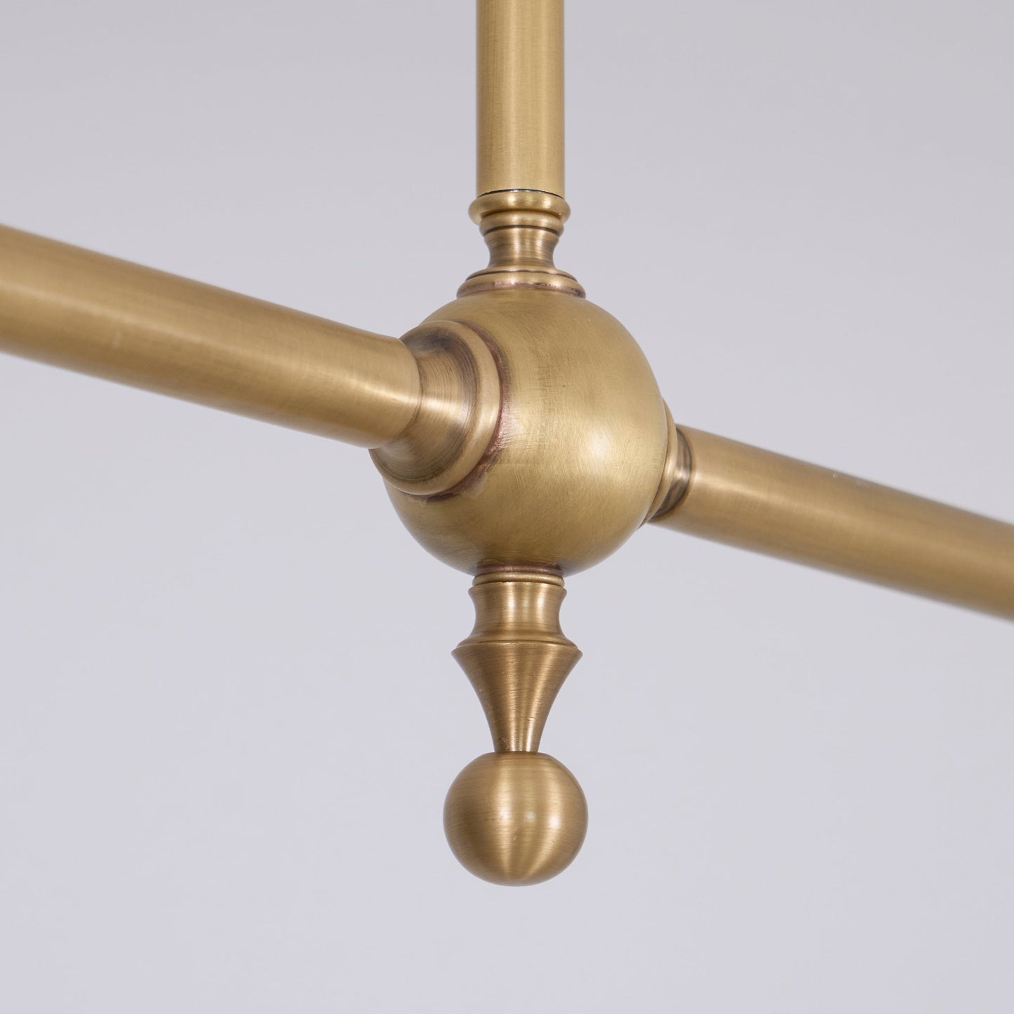 Thetford Pendant Light - Solid Brass 2-Head Linear Chandelier | Ceramic & Aluminum Island Pendant