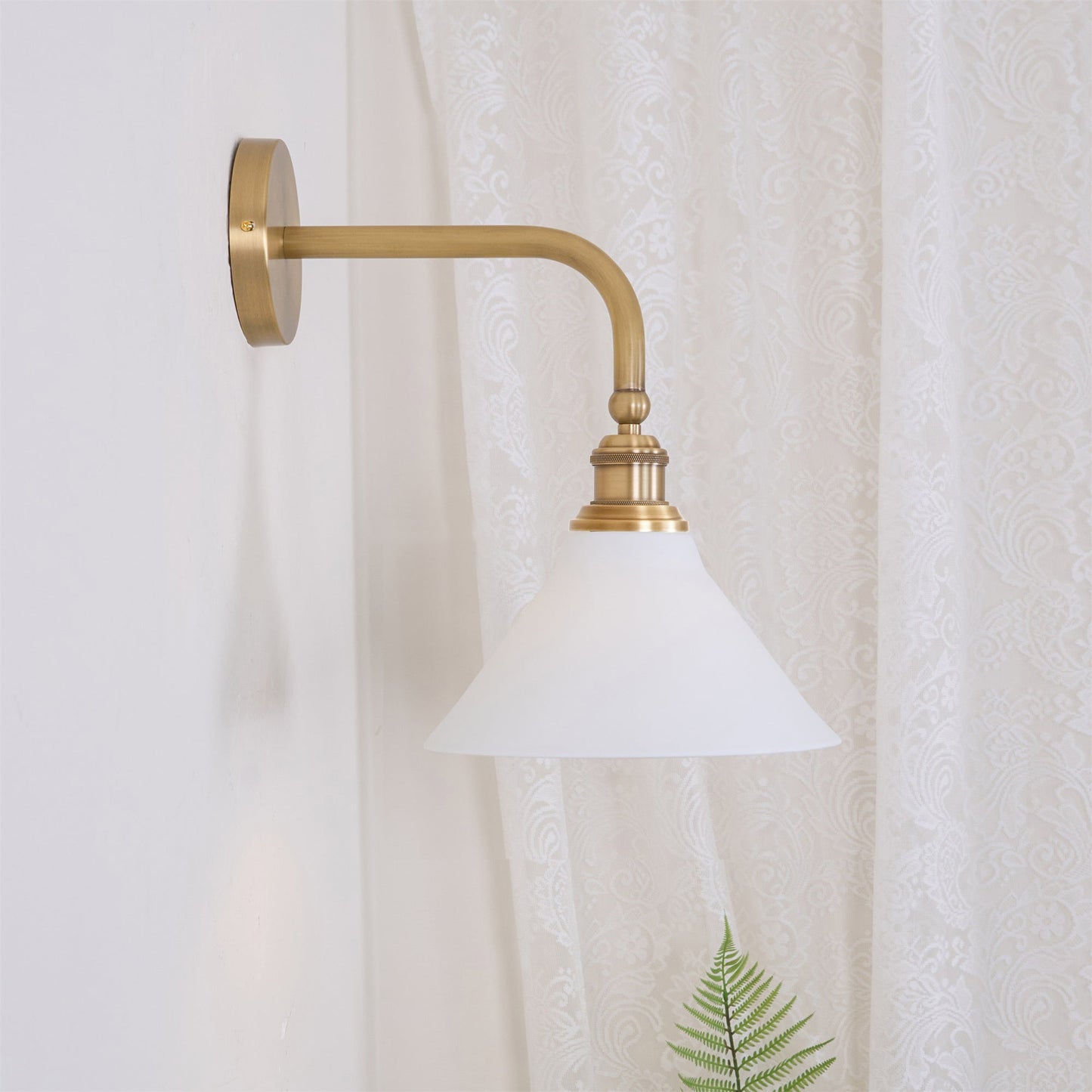 Thetford Wall Lamp - Classic Tapered Parasol Brass Wall Sconce | Vintage Bedside & Vanity Light