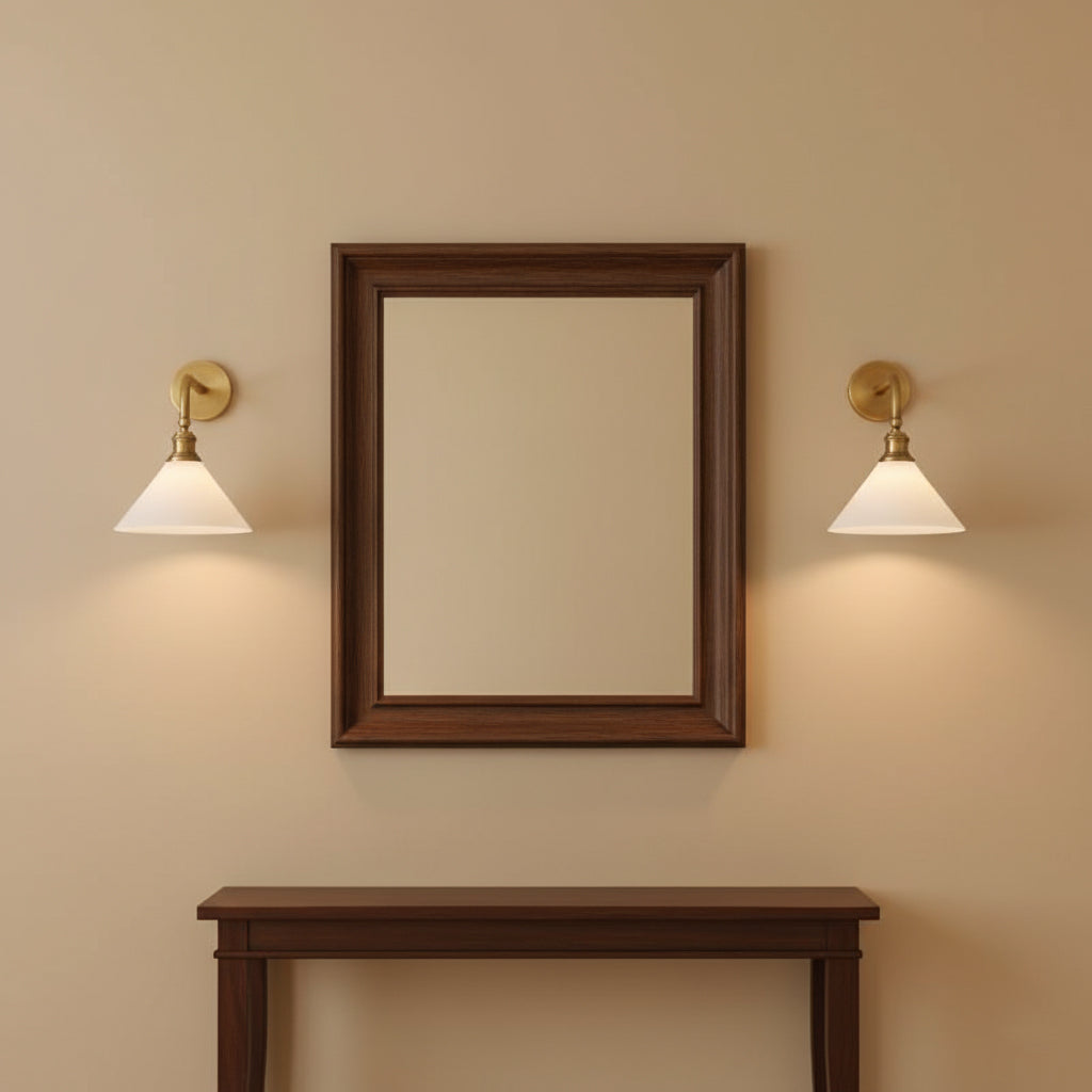 Thetford Wall Lamp - Classic Tapered Parasol Brass Wall Sconce | Vintage Bedside & Vanity Light
