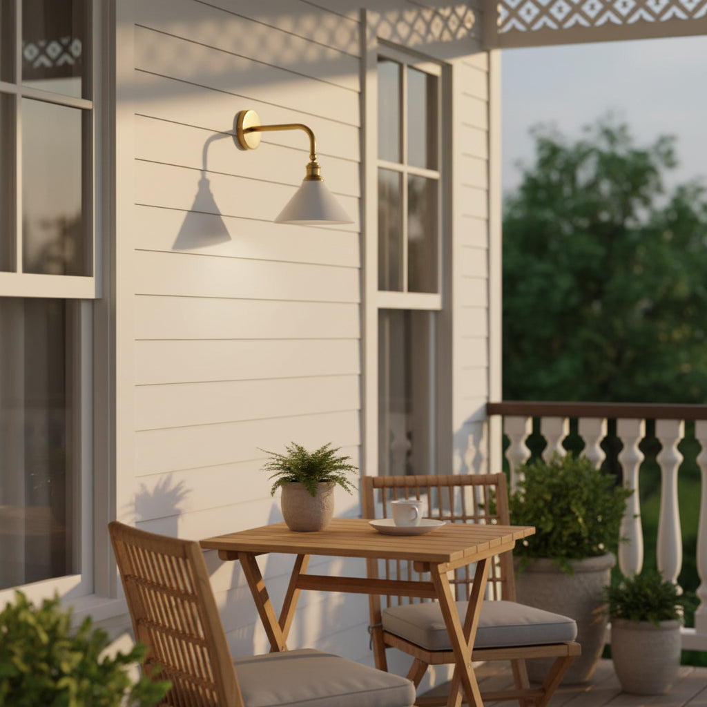 Thetford Wall Lamp - Classic Tapered Parasol Brass Wall Sconce | Vintage Bedside & Vanity Light