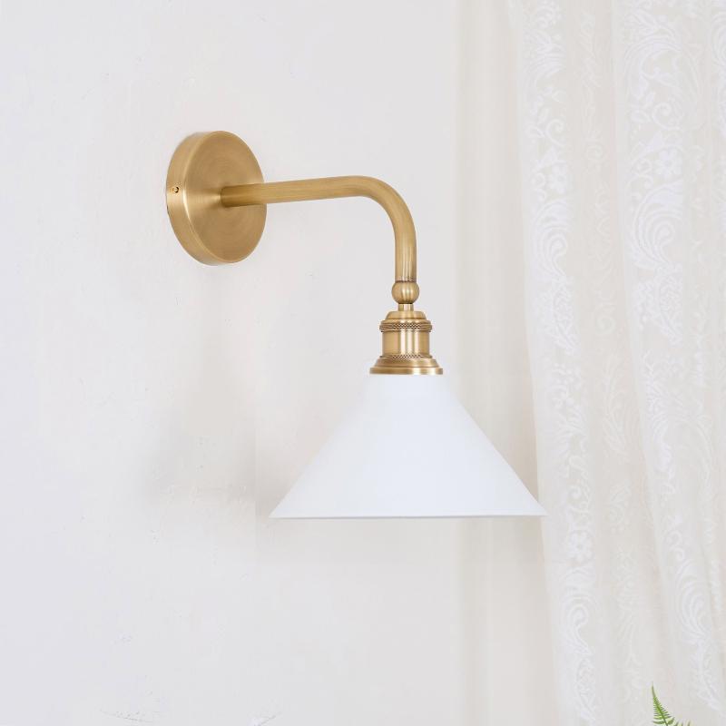 Thetford Wall Lamp - Classic Tapered Parasol Brass Wall Sconce | Vintage Bedside & Vanity Light