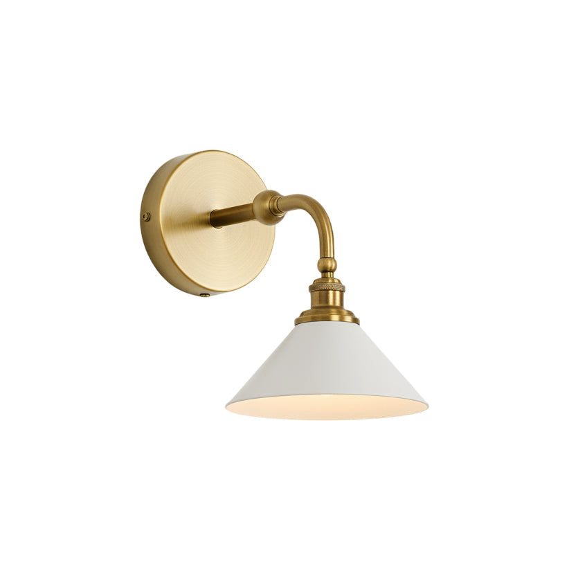Thetford Wall Sconce - Classic Tapered Shade Brass Wall Light | Single & Dual Head Vanity Sconce