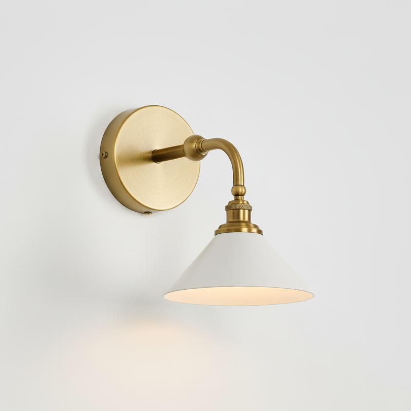 Thetford Wall Sconce - Classic Tapered Shade Brass Wall Light | Single & Dual Head Vanity Sconce