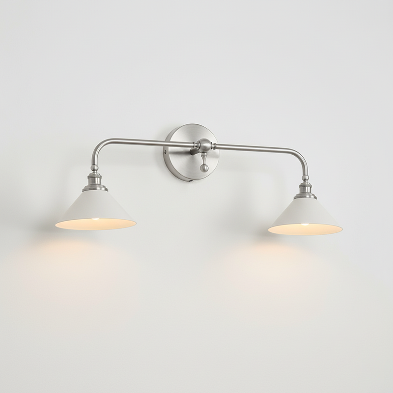 Thetford Wall Sconce - Classic Tapered Shade Brass Wall Light | Single & Dual Head Vanity Sconce