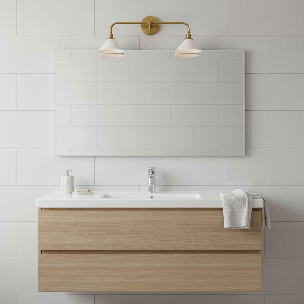 Thetford Wall Sconce - Classic Tapered Shade Brass Wall Light | Single & Dual Head Vanity Sconce