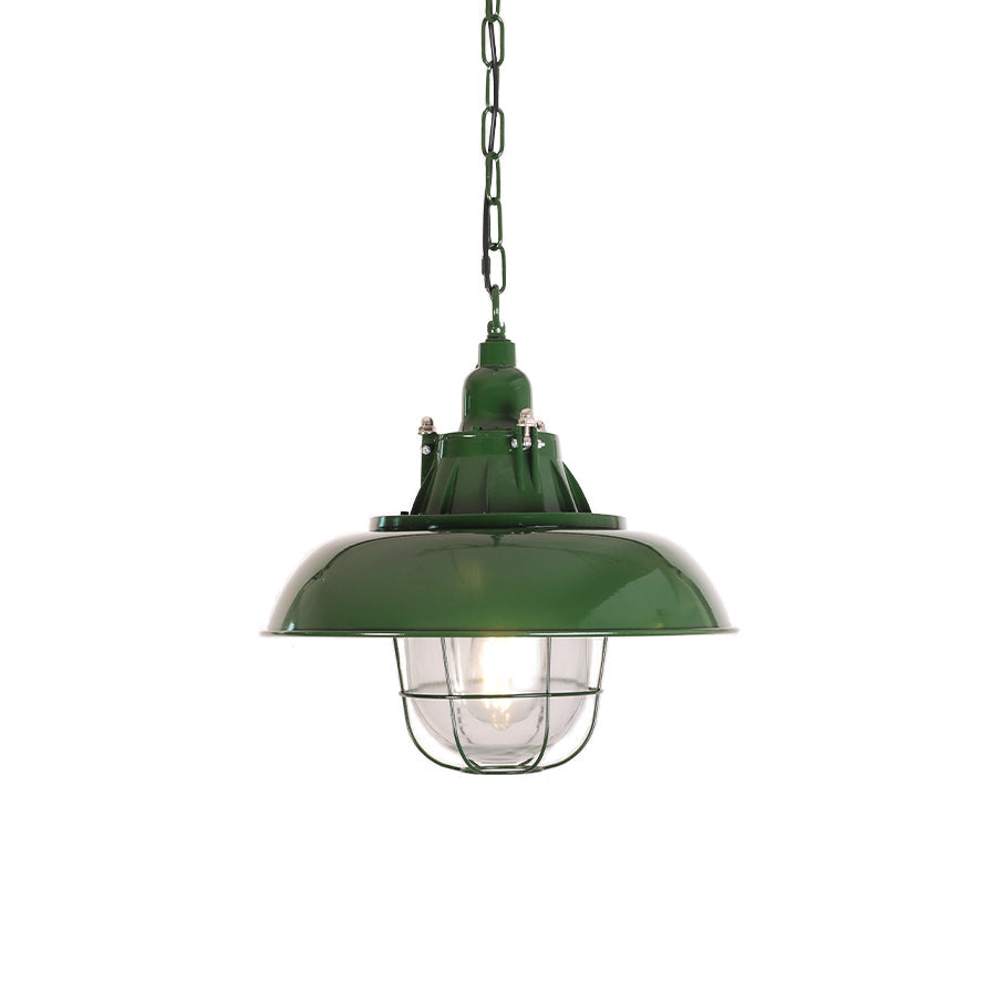 Thorlux Green Pendant Light - 1930s Factory Style Industrial Chandelier | Hardwired Kitchen & Commercial Light
