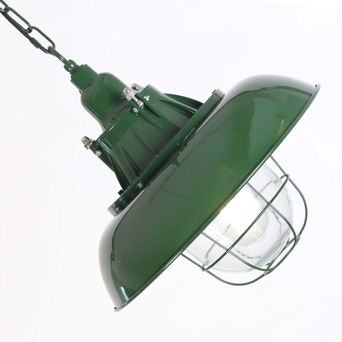Thorlux Green Pendant Light - 1930s Factory Style Industrial Chandelier | Hardwired Kitchen & Commercial Light