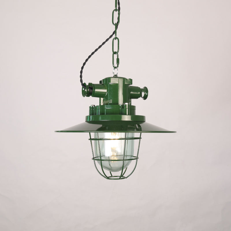 Thorlux Green Pendant Light - 1930s Factory Style Industrial Chandelier | Hardwired Kitchen & Commercial Light