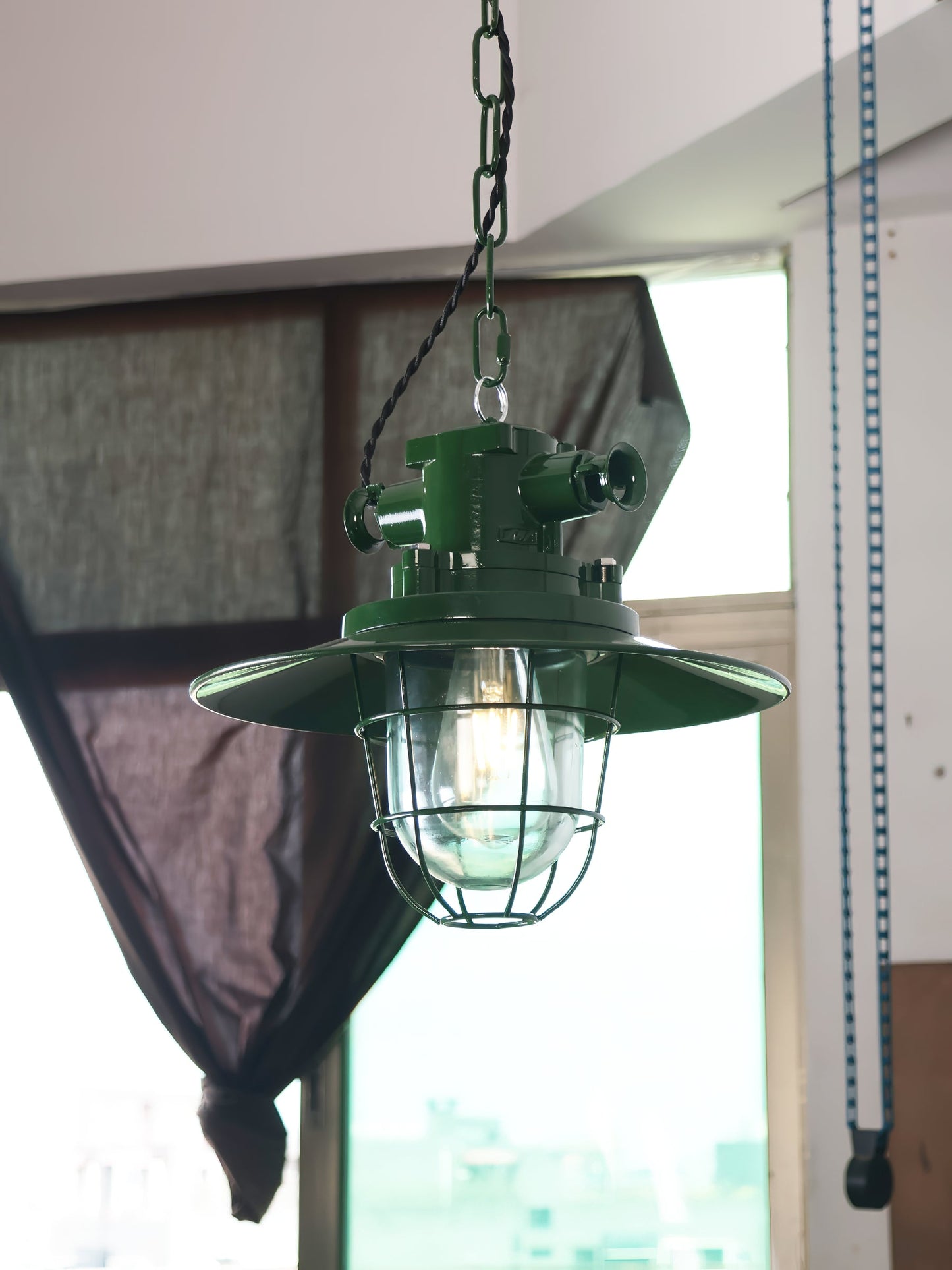 Thorlux Green Swag Light - 1930s Vintage Industrial Pendant | Plug-and-Hang Kitchen & Commercial Light