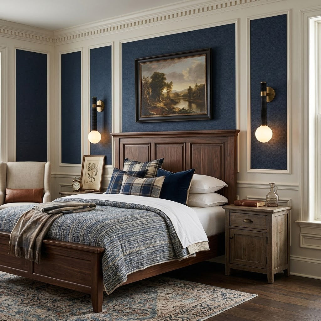 Threadline Globe Wall Sconce - Stacked Leather & Brass Globe Light | Modern Organic Wall Sconce