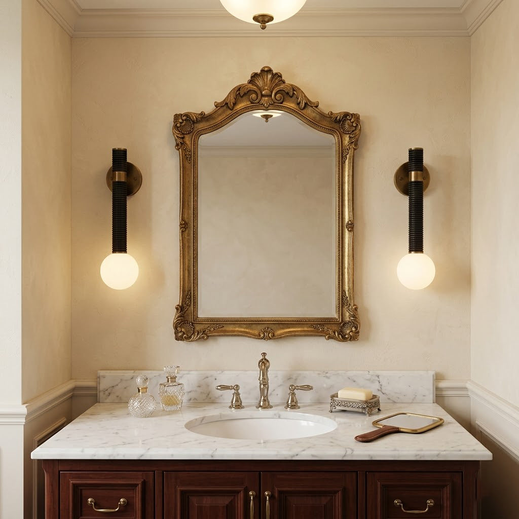 Threadline Globe Wall Sconce - Stacked Leather & Brass Globe Light | Modern Organic Wall Sconce