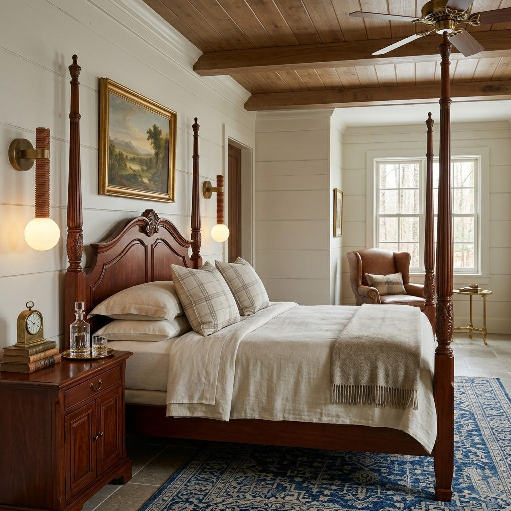 Threadline Globe Wall Sconce - Stacked Leather & Brass Globe Light | Modern Organic Wall Sconce