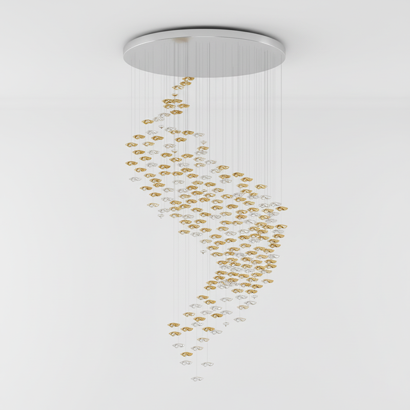 Tidal Art Glass Chandelier - Hand-Blown Wave Glass LED Chandelier | Luxury Organic Grand Foyer Light
