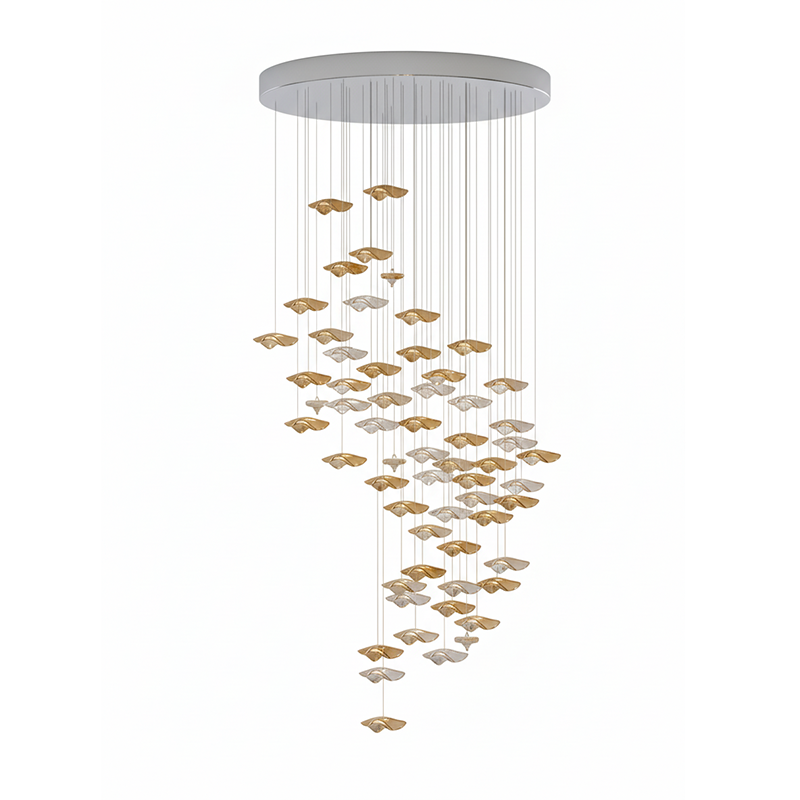 Tidal Art Glass Chandelier - Hand-Blown Wave Glass LED Chandelier | Luxury Organic Grand Foyer Light