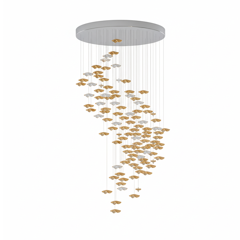 Tidal Art Glass Chandelier - Hand-Blown Wave Glass LED Chandelier | Luxury Organic Grand Foyer Light