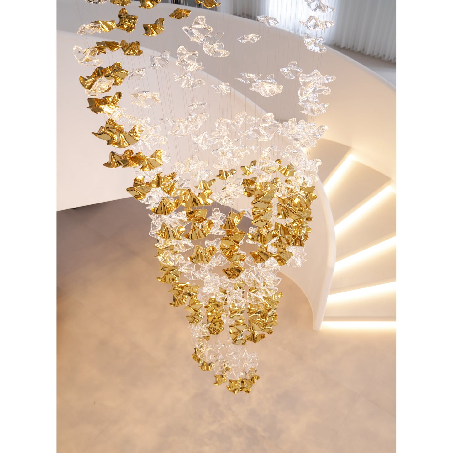 Tidal Art Glass Chandelier - Hand-Blown Wave Glass LED Chandelier | Luxury Organic Grand Foyer Light