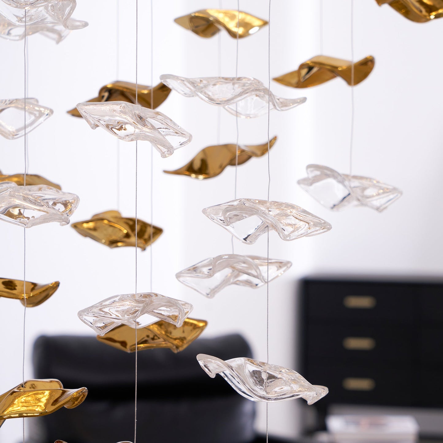 Tidal Art Glass Chandelier - Hand-Blown Wave Glass LED Chandelier | Luxury Organic Grand Foyer Light