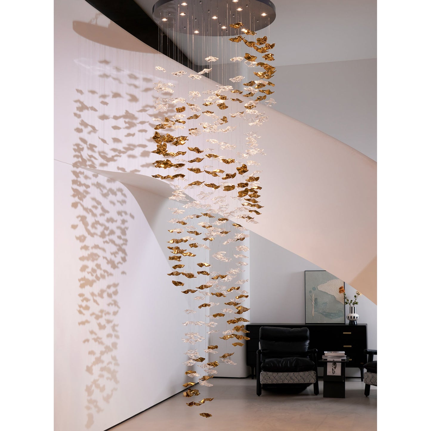 Tidal Art Glass Chandelier - Hand-Blown Wave Glass LED Chandelier | Luxury Organic Grand Foyer Light