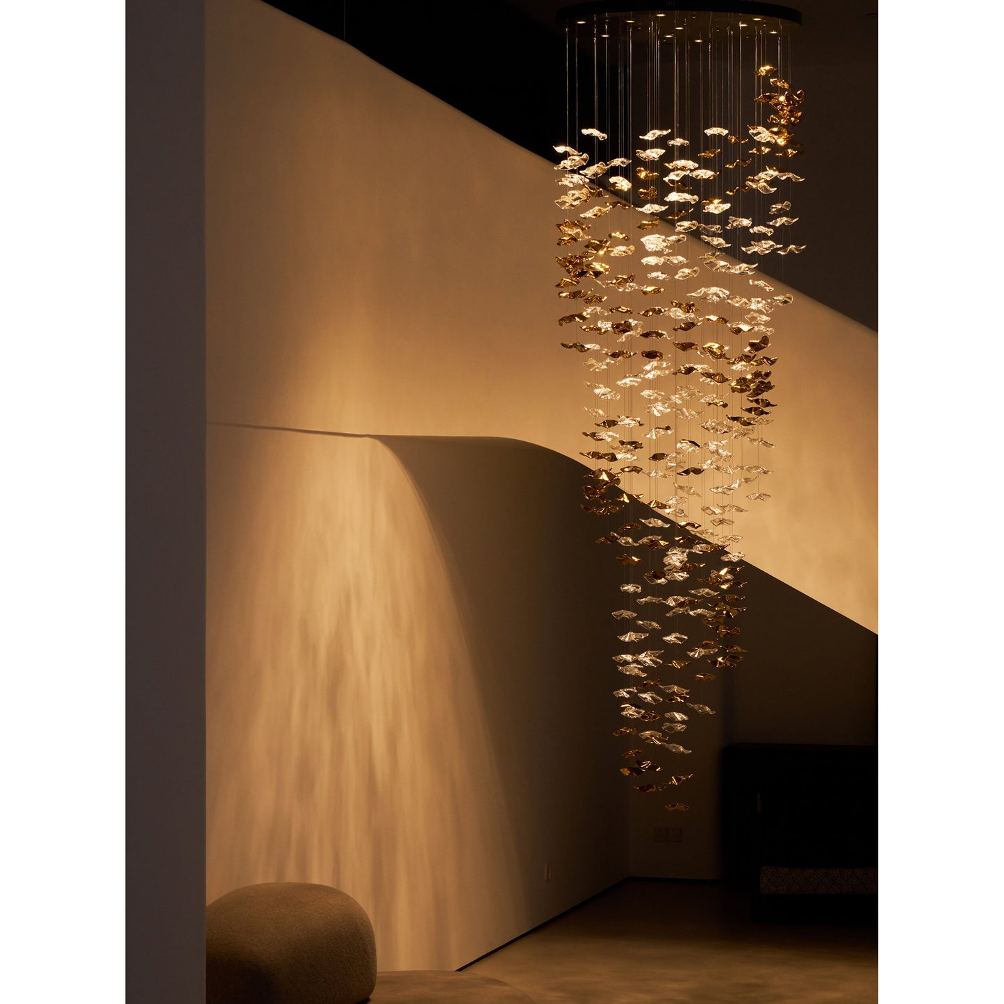 Tidal Art Glass Chandelier - Hand-Blown Wave Glass LED Chandelier | Luxury Organic Grand Foyer Light