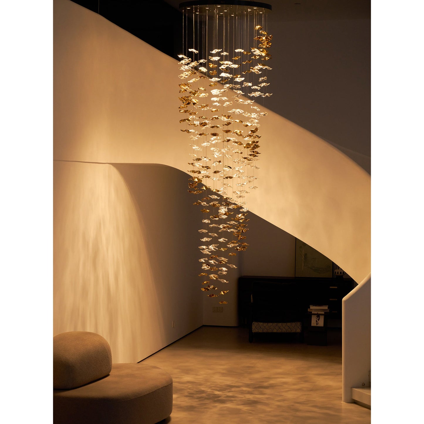 Tidal Art Glass Chandelier - Hand-Blown Wave Glass LED Chandelier | Luxury Organic Grand Foyer Light