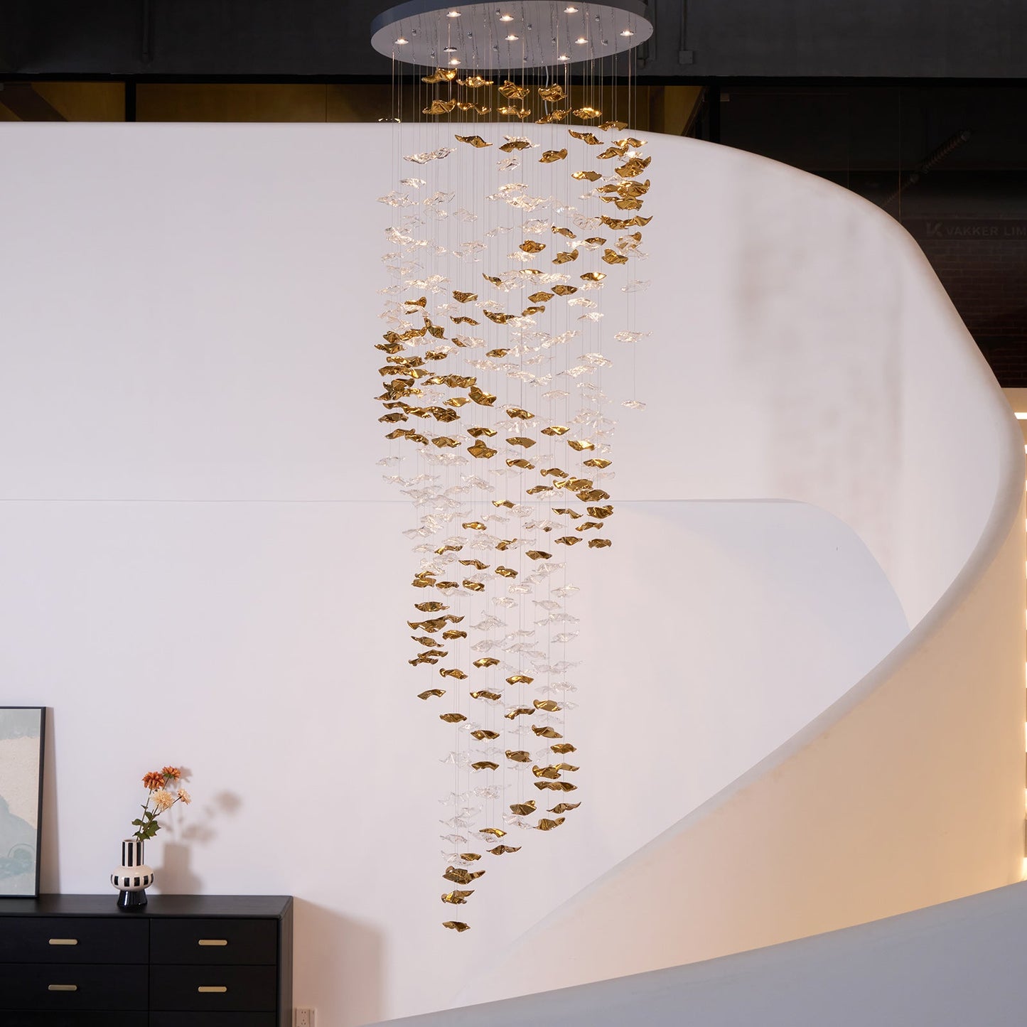 Tidal Art Glass Chandelier - Hand-Blown Wave Glass LED Chandelier | Luxury Organic Grand Foyer Light