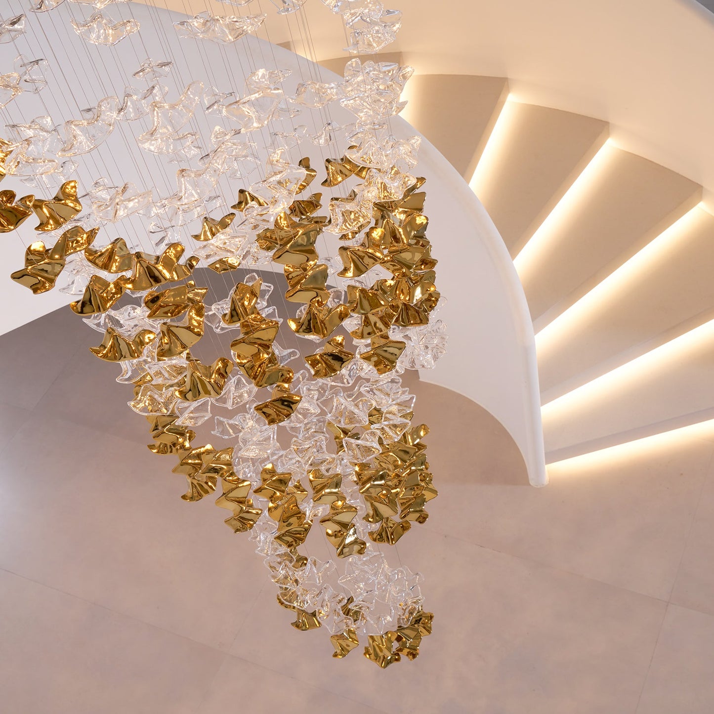 Tidal Art Glass Chandelier - Hand-Blown Wave Glass LED Chandelier | Luxury Organic Grand Foyer Light