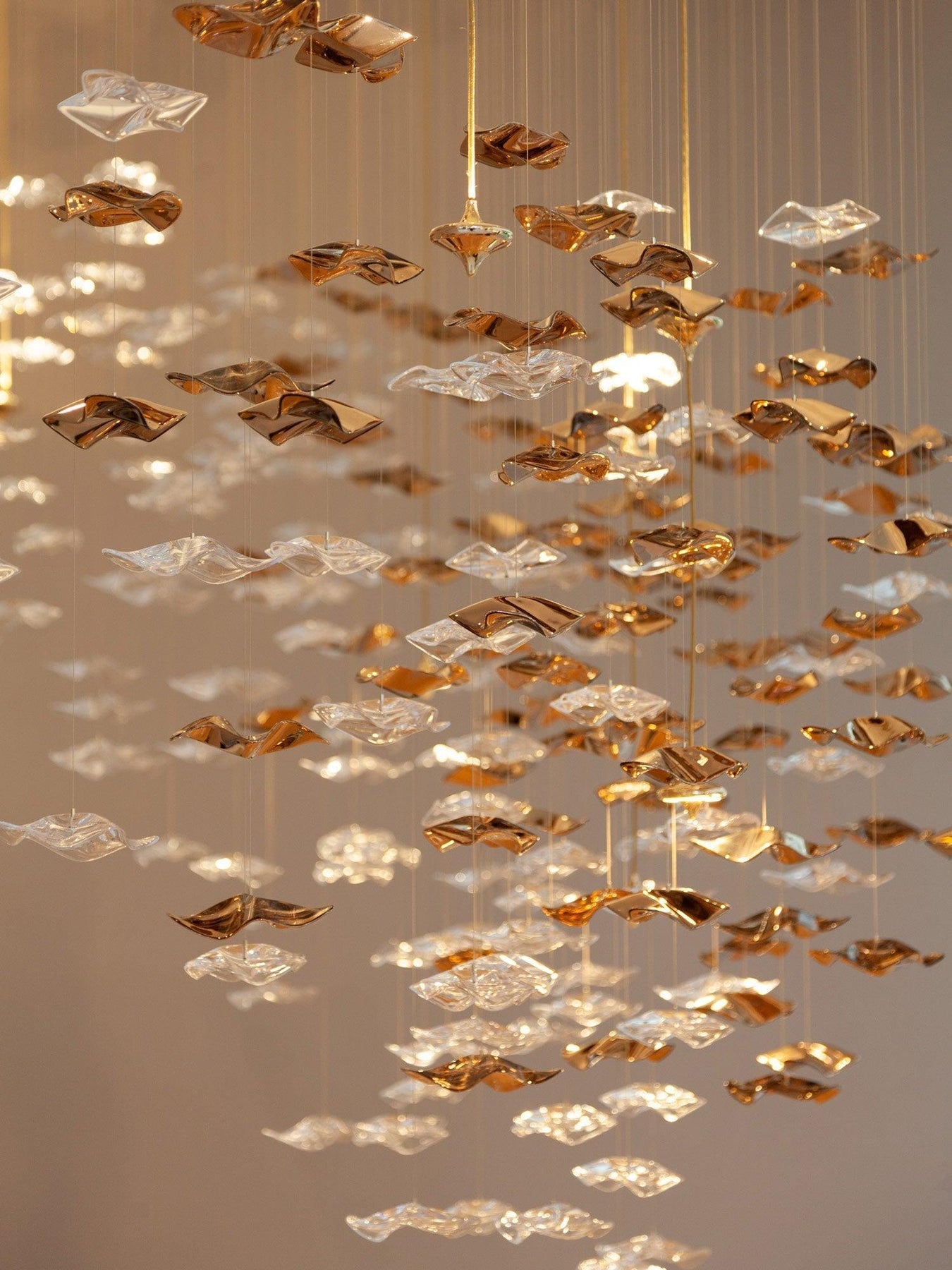 Tidal Art Glass Chandelier - Hand-Blown Wave Glass LED Chandelier | Luxury Organic Grand Foyer Light