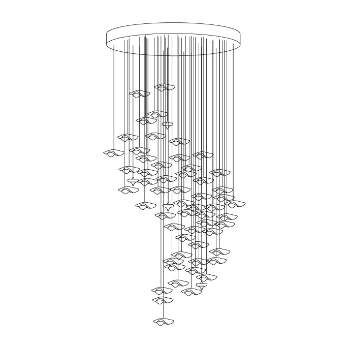 Tidal Art Glass Chandelier - Hand-Blown Wave Glass LED Chandelier | Luxury Organic Grand Foyer Light