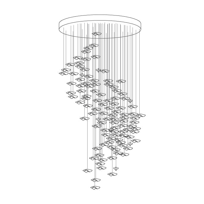 Tidal Art Glass Chandelier - Hand-Blown Wave Glass LED Chandelier | Luxury Organic Grand Foyer Light