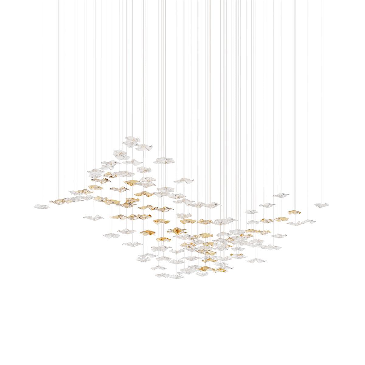Tidal Art Glass Chandelier - Hand-Blown Wave Glass LED Chandelier | Luxury Organic Grand Foyer Light