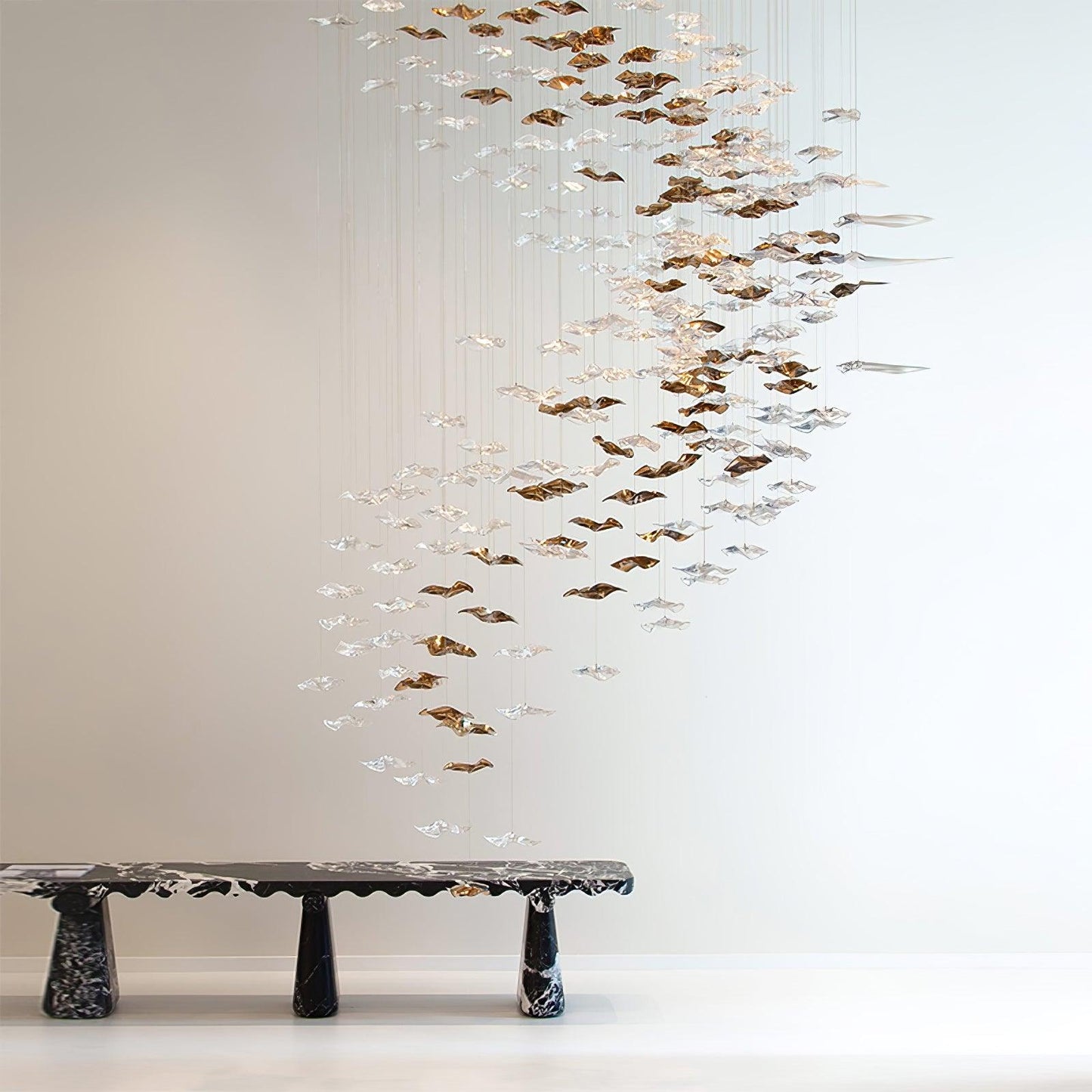 Tidal Art Glass Chandelier - Hand-Blown Wave Glass LED Chandelier | Luxury Organic Grand Foyer Light