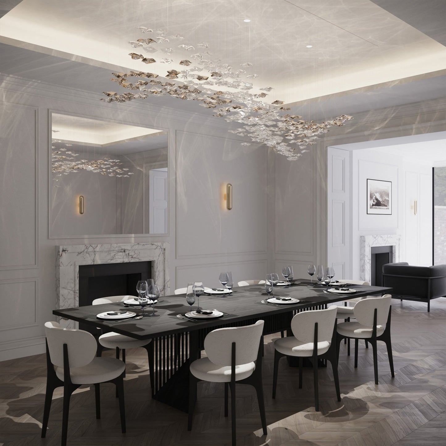 Tidal Art Glass Chandelier - Hand-Blown Wave Glass LED Chandelier | Luxury Organic Grand Foyer Light