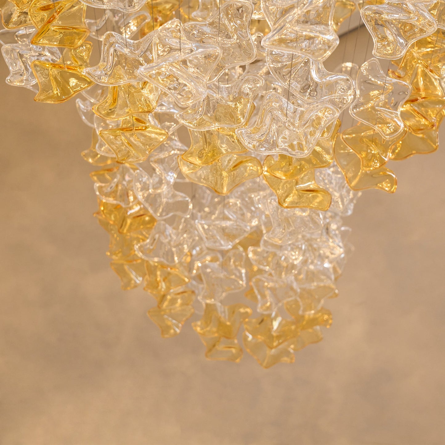 Tidal Art Glass Chandelier - Hand-Blown Wave Glass LED Chandelier | Luxury Organic Grand Foyer Light