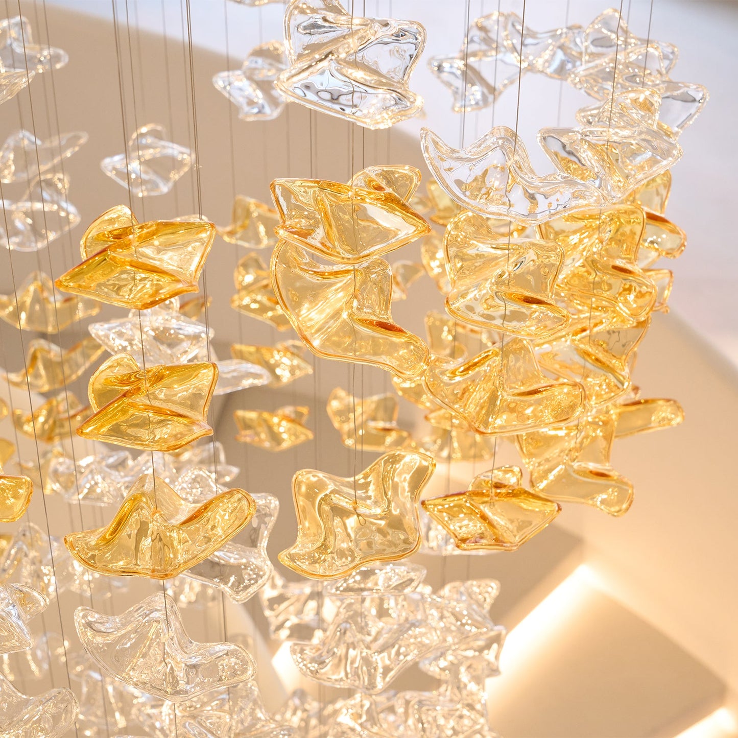 Tidal Art Glass Chandelier - Hand-Blown Wave Glass LED Chandelier | Luxury Organic Grand Foyer Light