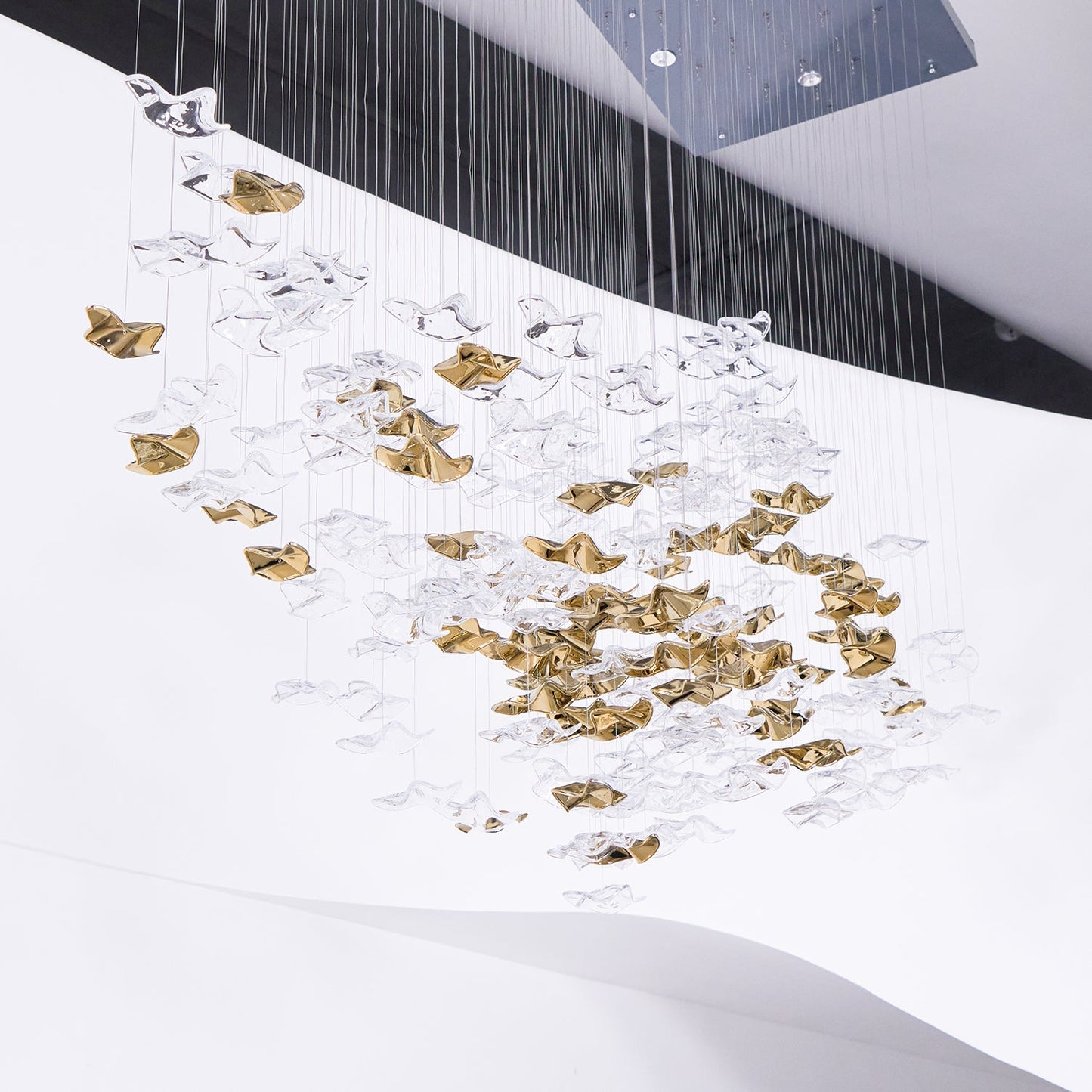 Tidal Art Glass Chandelier - Hand-Blown Wave Glass LED Chandelier | Luxury Organic Grand Foyer Light