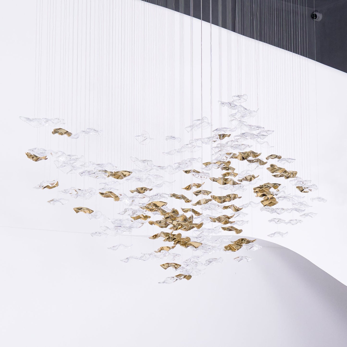 Tidal Art Glass Chandelier - Hand-Blown Wave Glass LED Chandelier | Luxury Organic Grand Foyer Light