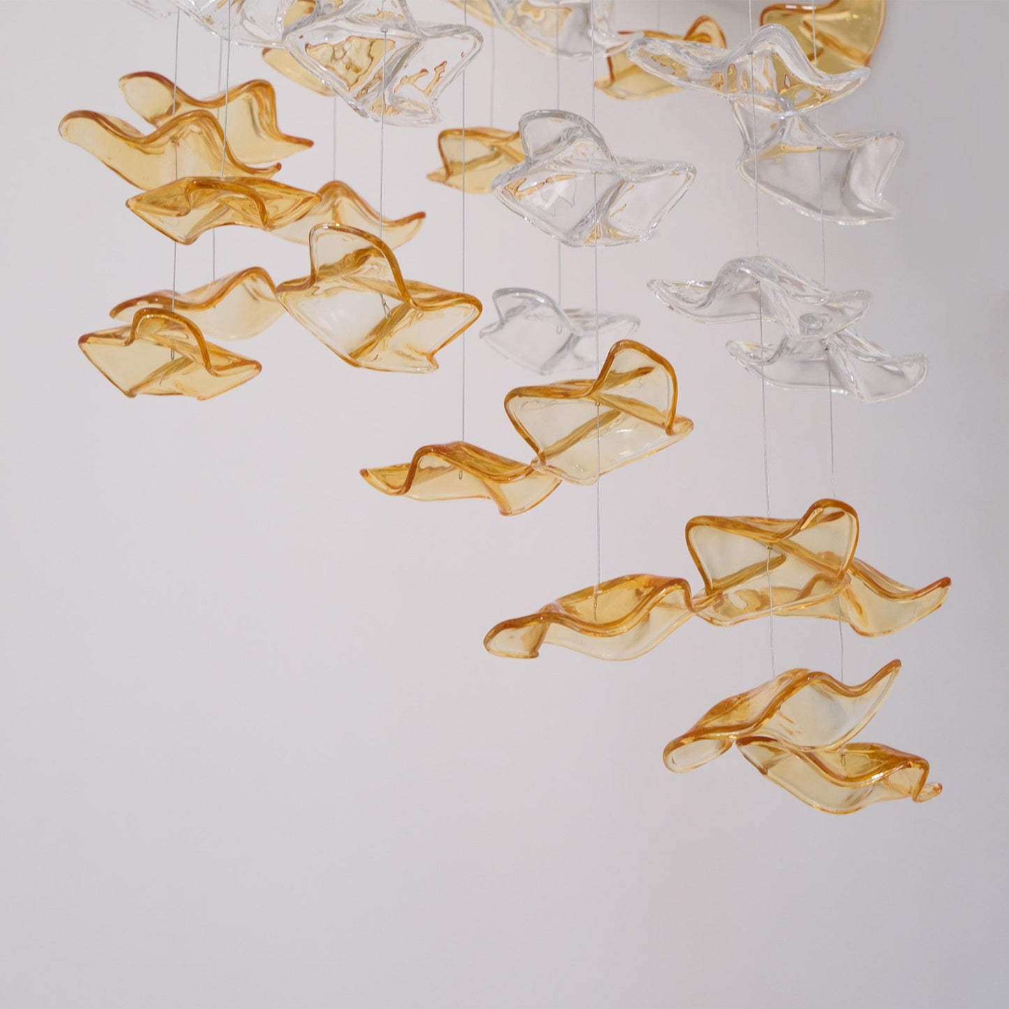 Tidal Art Glass Chandelier - Hand-Blown Wave Glass LED Chandelier | Luxury Organic Grand Foyer Light