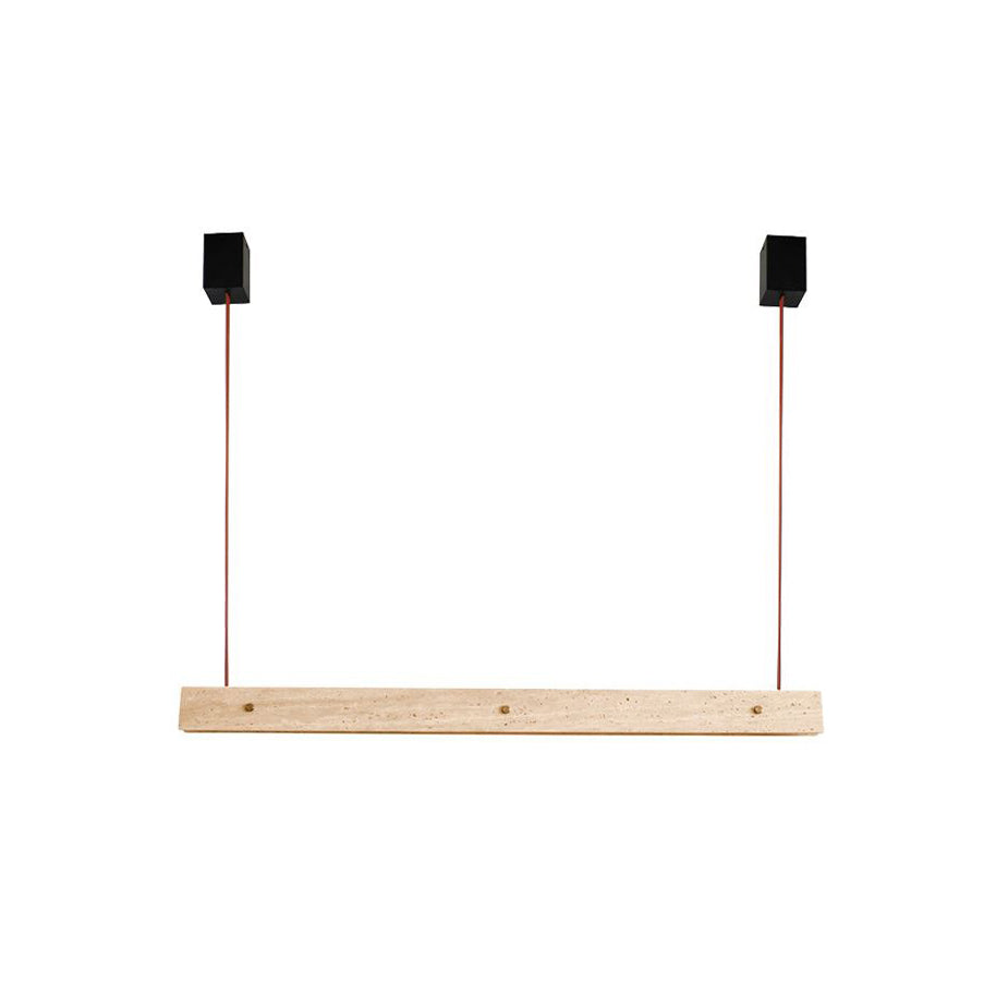 Tile Linear Pendant Lamp - Natural Travertine & Leather LED Pendant Light | Modern Linear Dining Island Chandelier