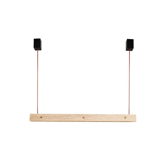 Tile Linear Pendant Lamp - Natural Travertine & Leather LED Pendant Light | Modern Linear Dining Island Chandelier