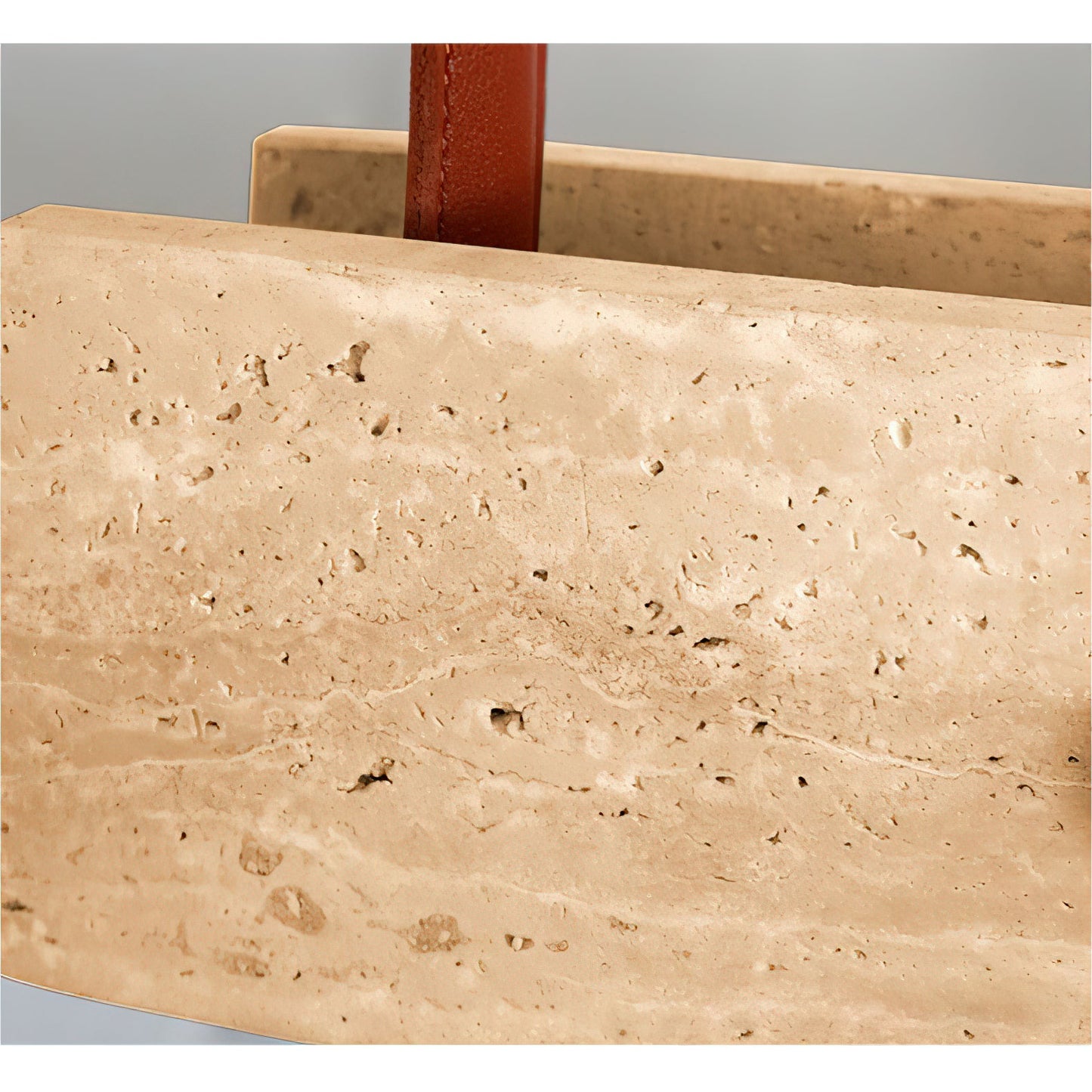 Tile Linear Pendant Lamp - Natural Travertine & Leather LED Pendant Light | Modern Linear Dining Island Chandelier
