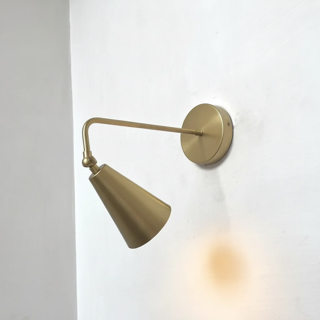 Tilt Cone Wall Lamp - Handcrafted Solid Brass Adjustable Wall Sconce | Cone Swivel Task Light