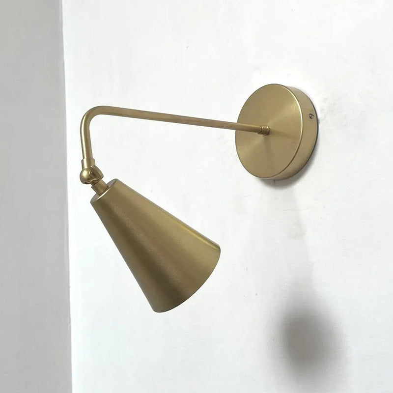 Tilt Cone Wall Lamp - Handcrafted Solid Brass Adjustable Wall Sconce | Cone Swivel Task Light