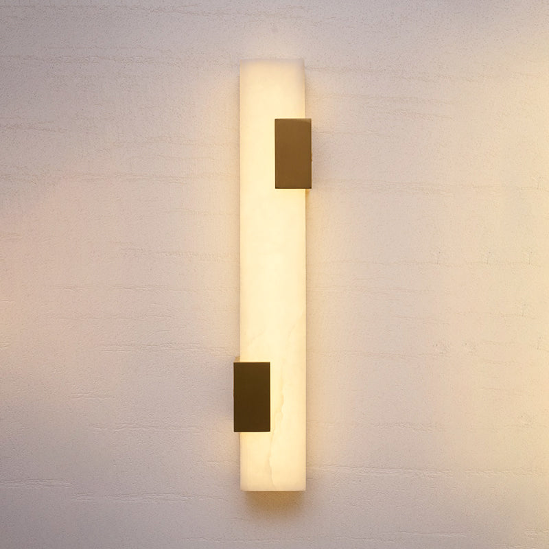 Timeless Alabaster Wall Lamp - Natural Stone Sconce | Modern Brass & Integrated LED Wall Light