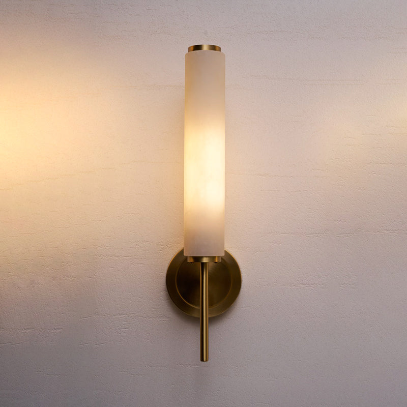 Timeless Alabaster Wall Lamp - Natural Stone Sconce | Modern Brass & Integrated LED Wall Light