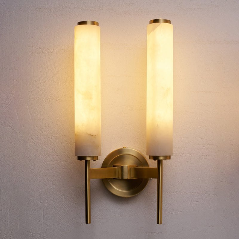 Timeless Alabaster Wall Lamp - Natural Stone Sconce | Modern Brass & Integrated LED Wall Light