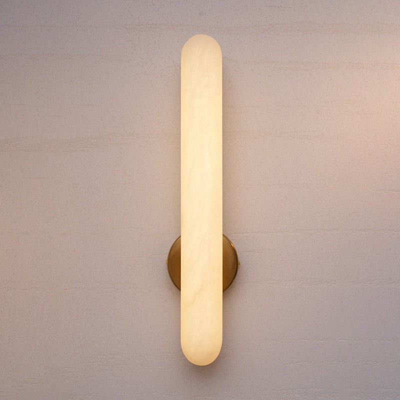 Timeless Alabaster Wall Lamp - Natural Stone Sconce | Modern Brass & Integrated LED Wall Light