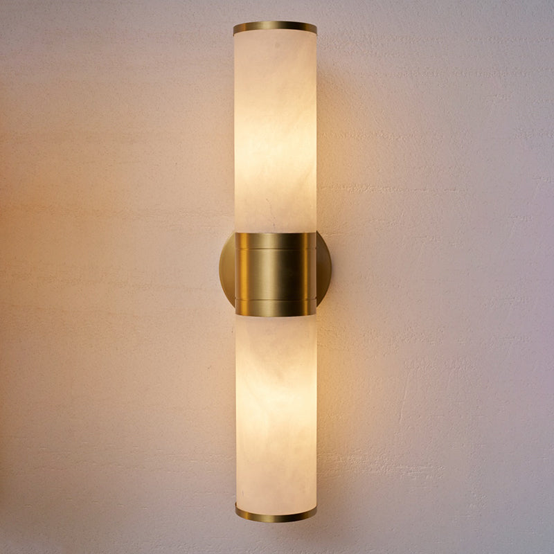 Timeless Alabaster Wall Lamp - Natural Stone Sconce | Modern Brass & Integrated LED Wall Light