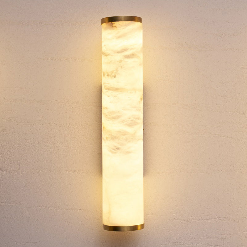 Timeless Alabaster Wall Lamp - Natural Stone Sconce | Modern Brass & Integrated LED Wall Light