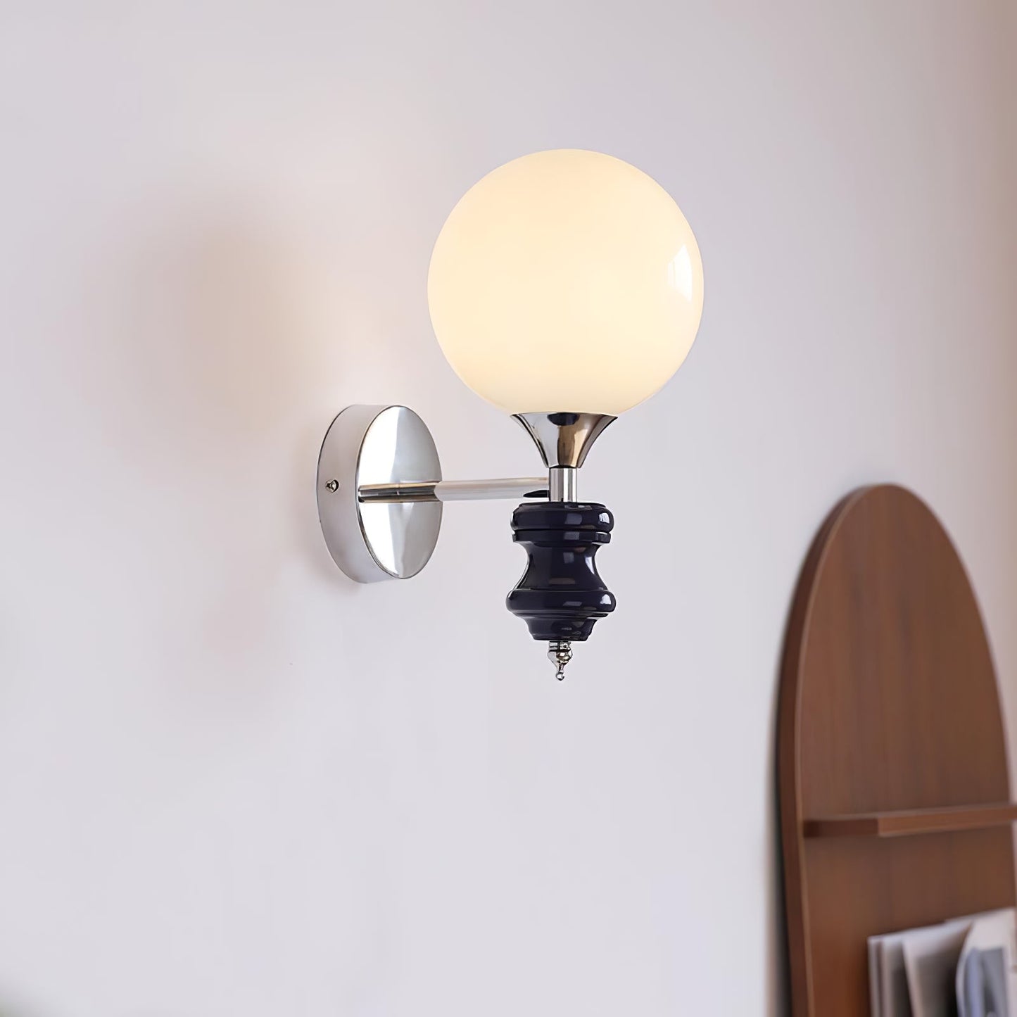 Timeless Home Conor Sconce - Modern Reversible Glass Globe Wall Sconce | Up/Down E26/E27 Vanity & Accent Light